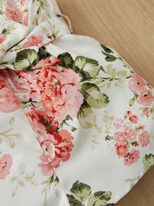 SHEIN 嬰兒印花腰帶吊帶連體短褲 - 白色 - 查看 4