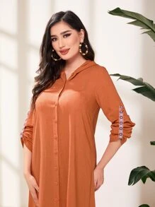 Modelyn Solid Button Front Shirt Dress