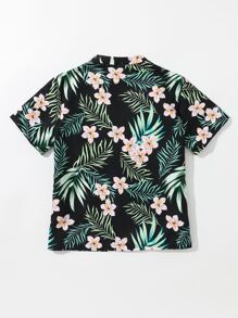 Boys Tropical Print Kimono - Black - View 2