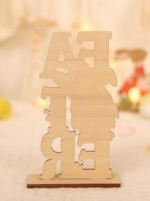 1pc Wooden Decoration Craft, Easter Gonk & Letter Design Decoration Object For Home - Multicolor - View 2
