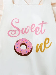 Baby Donut & Letter Graphic Ruffle Trim Bodysuit - White - View 4