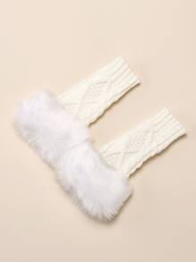 1雙女士們流蘇打開手指針織保暖手套,適用於秋冬派對和日常使用