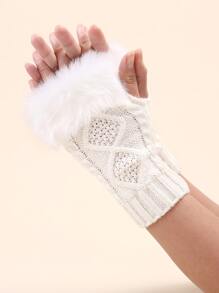 1雙女士們流蘇打開手指針織保暖手套,適用於秋冬派對和日常使用