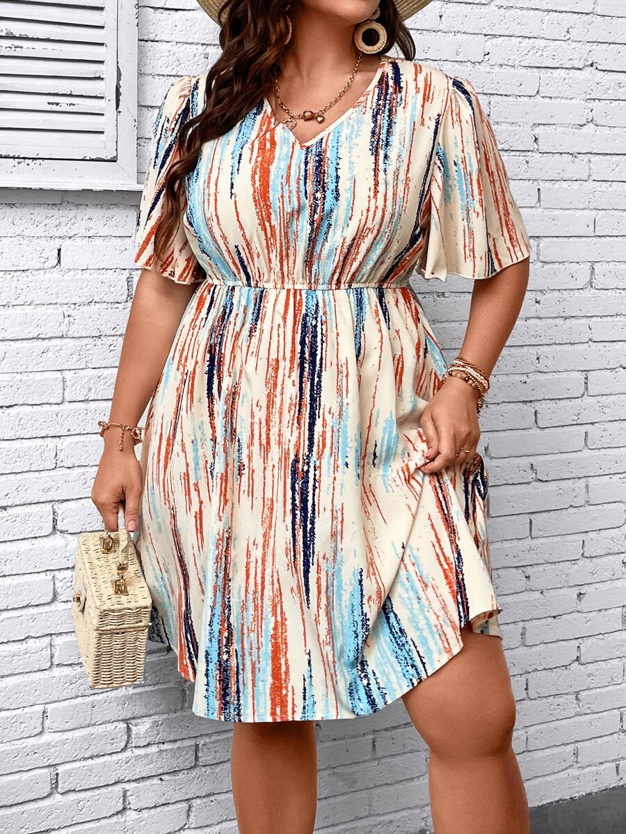 SHEIN LUNE Đầm Plus Size Tất cả trên in Giải trí - Nhiều màu - Xem 1