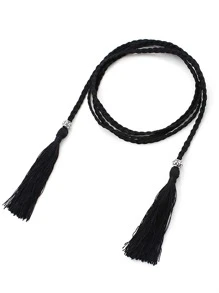 Thắt lưng trang trí tua rua - màu đen - Xem 2