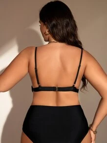 SHEIN Swim Curve Top bikini ribete con fruncido