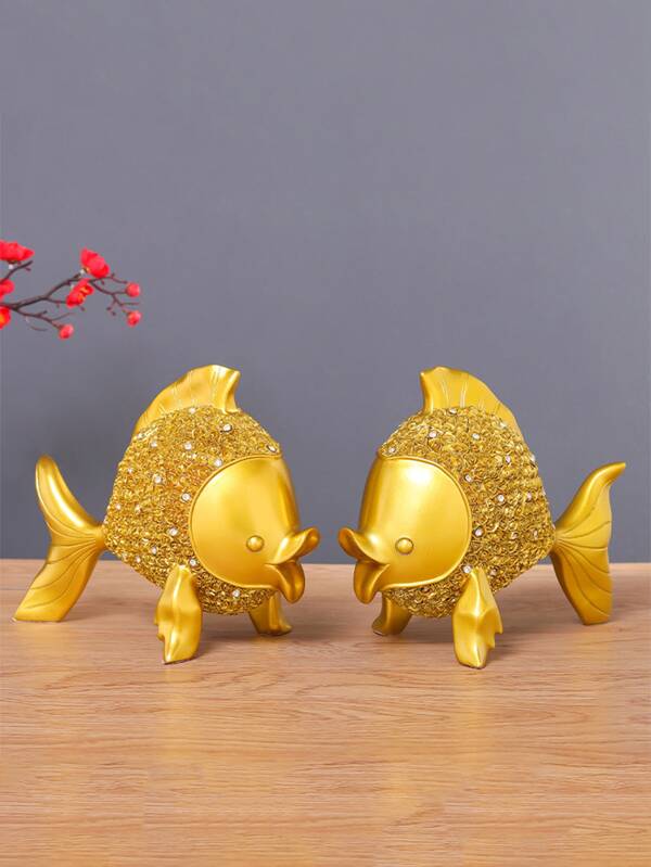 1pc Fish Shaped Decoration Craft, Minimalist Rhinestone Decor Decorative Object For Home Best Gifts Birthday