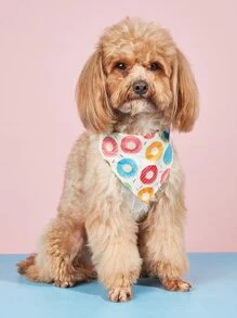 1 pieza con estampado de dónut Pañuelo Collar para mascota - Multicolor - Ver 1