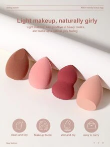 Esponja de maquillaje de 4 piezas, adecuada para corrector de crema y polvo, aplicador de maquillaje de polvo suelto - Multicolor - Ver 5