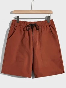 Manfinity Men Drawstring Waist Slant Pocket Shorts - Burnt Orange - View 1