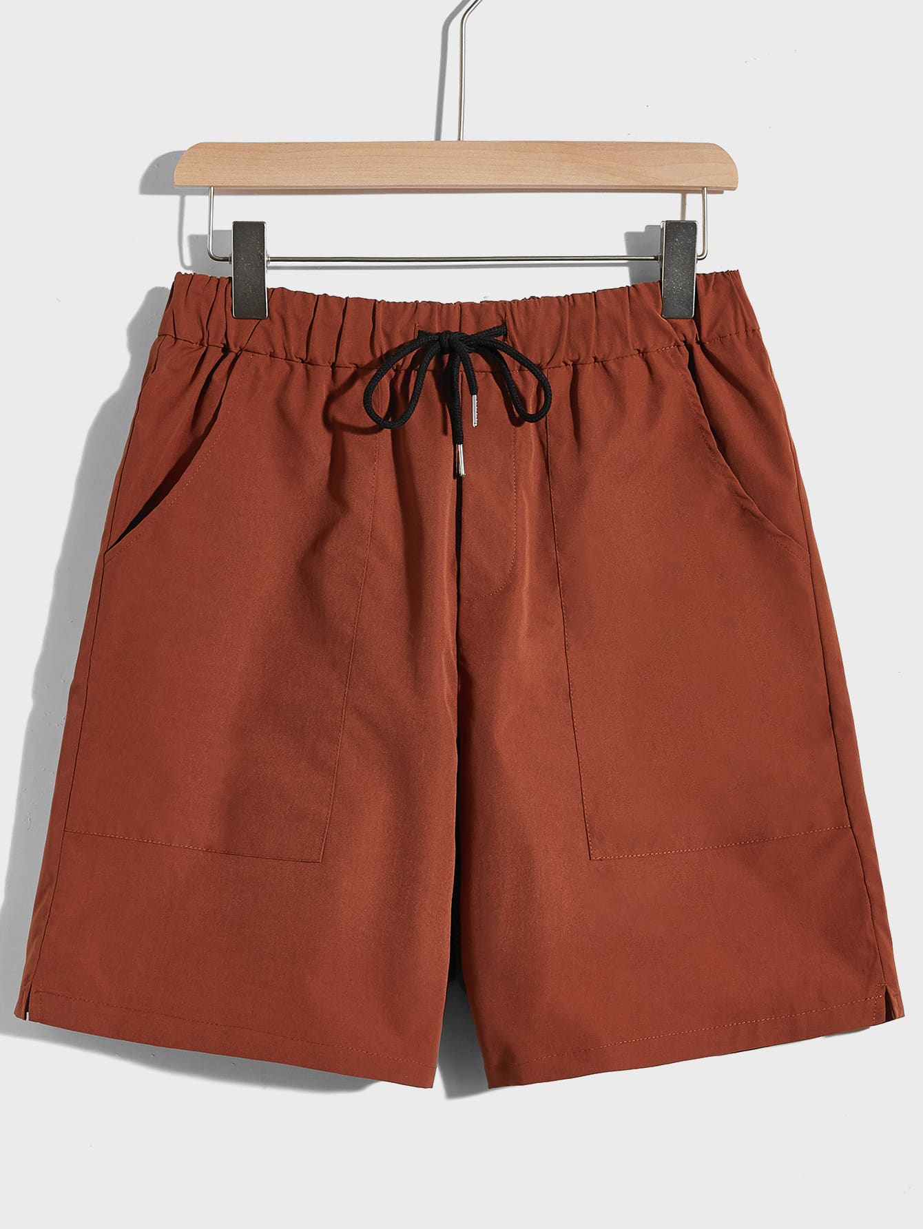 Manfinity Men Drawstring Waist Slant Pocket Shorts - Burnt Orange - View 1