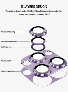 1入組手機鏡頭保護膜相容於 iPhone15/15Plus/15Pro/15Promax - 紫色 - 查看 3
