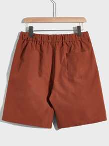 Manfinity Men Drawstring Waist Slant Pocket Shorts - Burnt Orange - View 2
