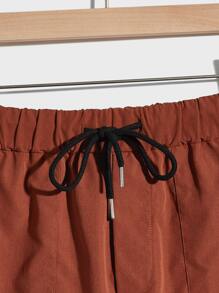 Manfinity Men Drawstring Waist Slant Pocket Shorts - Burnt Orange - View 3