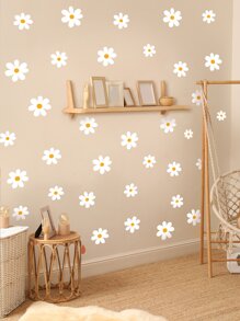 1入組PVC牆貼適合兒童臥室現代花卉圖案牆貼花 - 彩色 - 查看 2