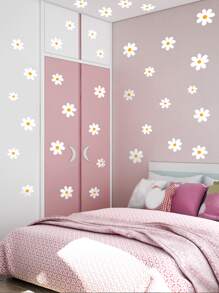 1入組PVC牆貼適合兒童臥室現代花卉圖案牆貼花 - 彩色 - 查看 5