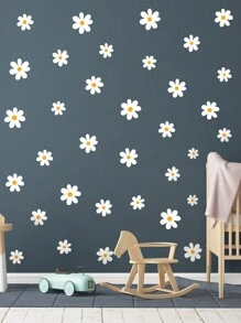 1入組PVC牆貼適合兒童臥室現代花卉圖案牆貼花 - 彩色 - 查看 6