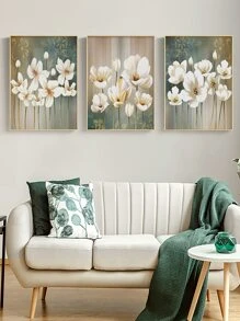 3pcs/set Floral Pattern Unframed Painting, Nordic Chemical Fiber Unframed Picture For Home Decor - Multicolor - View 4