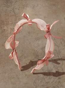 ROMWE Kawaii 蝴蝶結裝飾髮箍 - 粉色 - 查看 5