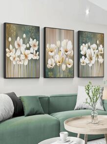 3pcs/set Floral Pattern Unframed Painting, Nordic Chemical Fiber Unframed Picture For Home Decor - Multicolor - View 7
