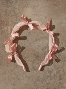 ROMWE Kawaii 蝴蝶結裝飾髮箍 - 粉色 - 查看 6