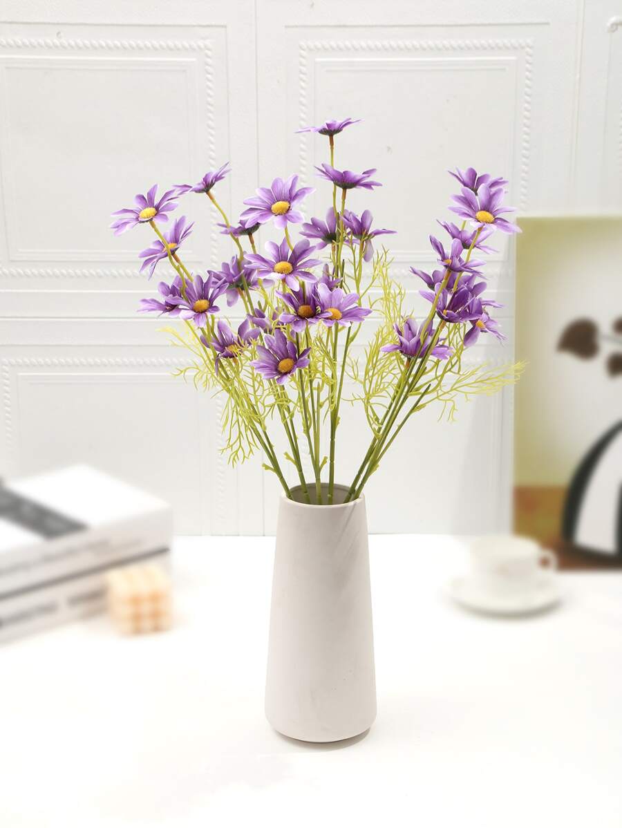 1入組人造花花束用於家居裝飾簡單塑料假花 - 淡紫色 - 查看 1