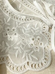 Floral Embroidered Dickey Collar - White - View 5