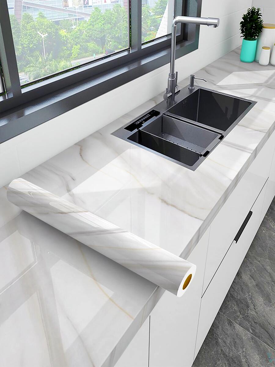 1 miếng dán tường PVC cho nhà bếp, miếng dán tường chống thấm nước họa tiết đá cẩm thạch hiện đại cho nhà bếp, miếng dán, decal dán tường, decal vinyl trang trí nhà cửa, vật dụng trang trí mùa xuân làm mới ngôi nhà của bạn, miếng dán trang trí lễ hội quà tặng sinh nhật tốt nghiệp