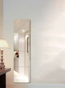 1 pieza Adhesivo de pared de espejo PMMA, decoración de pared autoadhesiva de diseño cuadrado creativo, mejor regalo para el hogar - Plateado - Ver 7