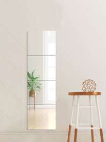 1 pieza Adhesivo de pared de espejo PMMA, decoración de pared autoadhesiva de diseño cuadrado creativo, mejor regalo para el hogar - Plateado - Ver 9