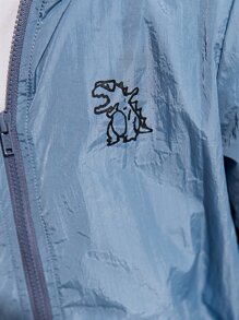 SHEIN Toddler Boys Cartoon Graphic Zip Up Hooded Wind Jacket In Fall/Winter - Dusty Blue - View 6