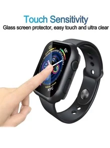 واقي شاشة متوافق مع Apple Watch قطعة واحدة - الأسود - مشاهدة 3