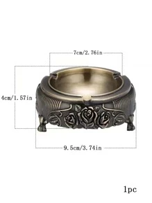 1入組鋅合金煙灰缸歐式花卉細節家用辦公桌煙灰缸 - 銅色 - 查看 3