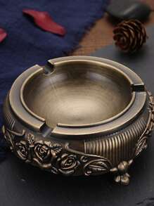 1入組鋅合金煙灰缸歐式花卉細節家用辦公桌煙灰缸 - 銅色 - 查看 5