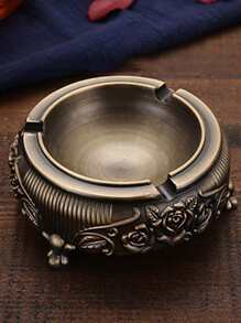 1入組鋅合金煙灰缸歐式花卉細節家用辦公桌煙灰缸 - 銅色 - 查看 1