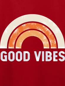 SHEIN LUNE Letter & Graphic Short Sleeve Tee - Burgundy - View 5