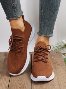 Giày Thể thao Nữ Ren lên màu trơn Ren lên - màu nâu - Xem 1