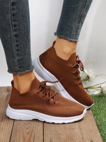 Giày Thể thao Nữ Ren lên màu trơn Ren lên - màu nâu - Xem 2