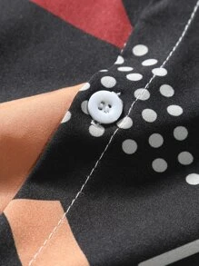 Manfinity RSRT 男士幾何印花襯衫和腰部抽繩短褲不帶T恤 - 彩色 - 查看 4