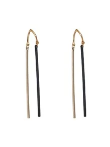 Metal Tassel Drop Earrings - Black - View 2