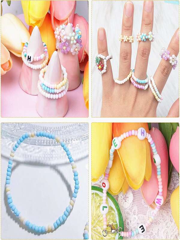 9000 pcs Glass Seed Beads for Jewelry Making Kit 24 Color Macaron 2MM