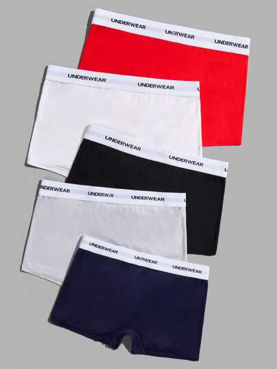 Homme 5 pièces Caleçon À Lettres À Taille