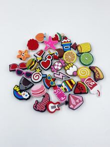 30 PCS Candy & Peach Design Shoe Decoration, PVC Cartoon Accessories For Clogs Slides - Multicolor - View 3