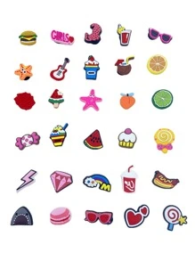 30 PCS Candy & Peach Design Shoe Decoration, PVC Cartoon Accessories For Clogs Slides - Multicolor - View 4
