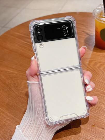 Apple Basic Phone Cases 1pc Transparent TPU+PC Shockproof Protective Case Compatible With Samsung Galaxy ZFlip3/ZFlip4/ZFlip5/ZFlip6 Foldable Phones Waterproof Anti-Fall Scratch Resistant