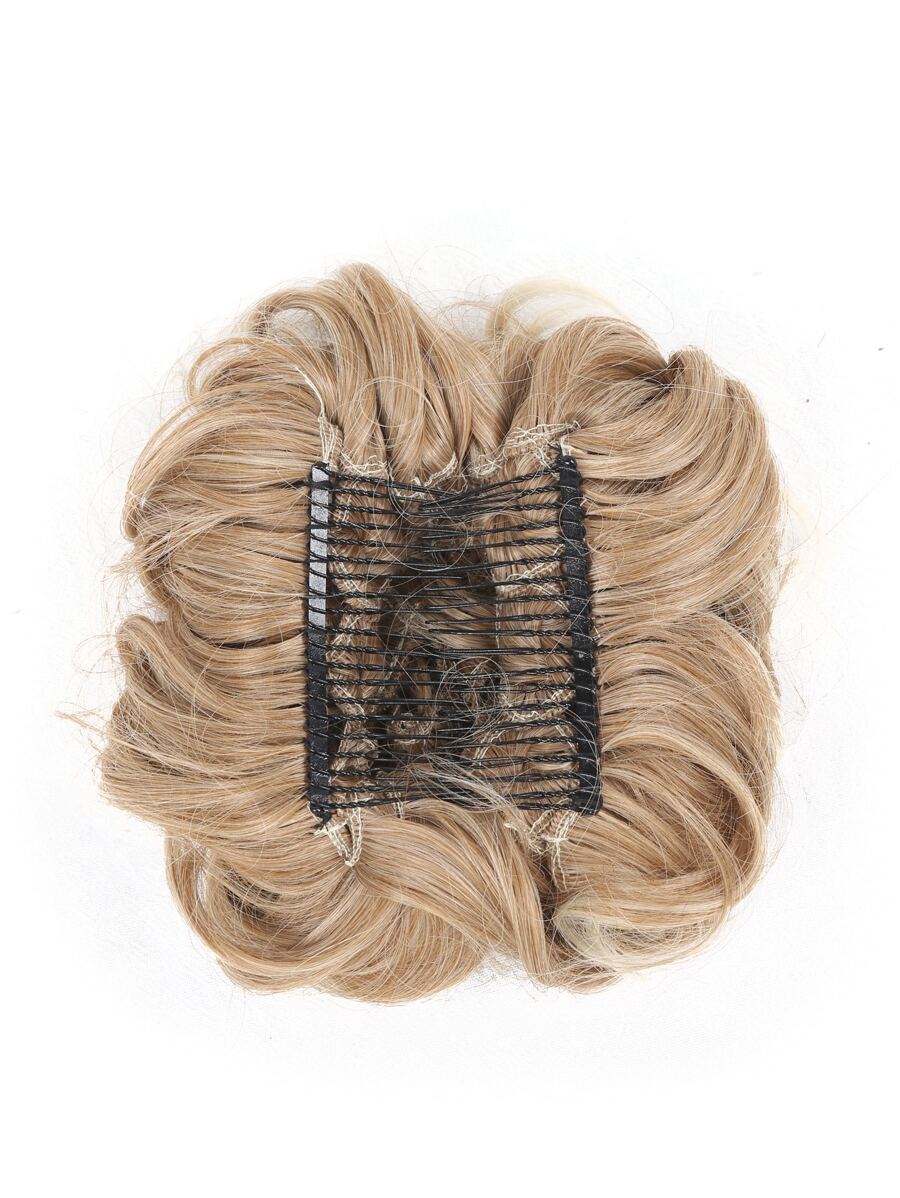 Short Curly Synthetic Hair Bun - Multicolor - View 1