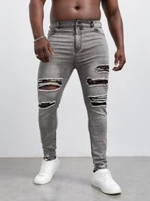 GENTILAND Hombres Jeans ajustados desgarro