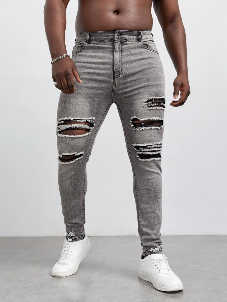 GENTILAND Hombres Jeans ajustados desgarro