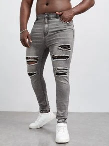 GENTILAND Hombres Jeans ajustados desgarro