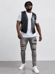 GENTILAND Hombres Jeans ajustados desgarro